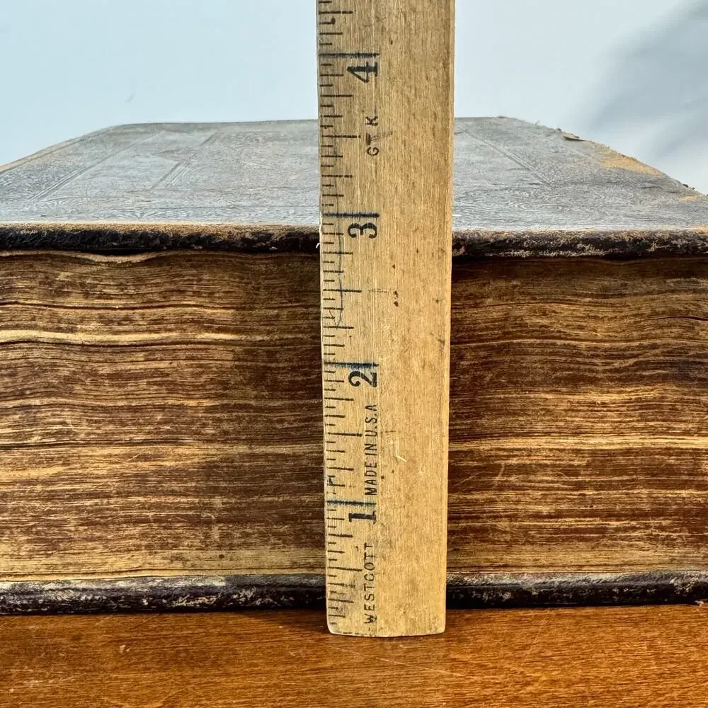 Antique 19th Century Large Leather Family Bible King James KJV Primitive 1850